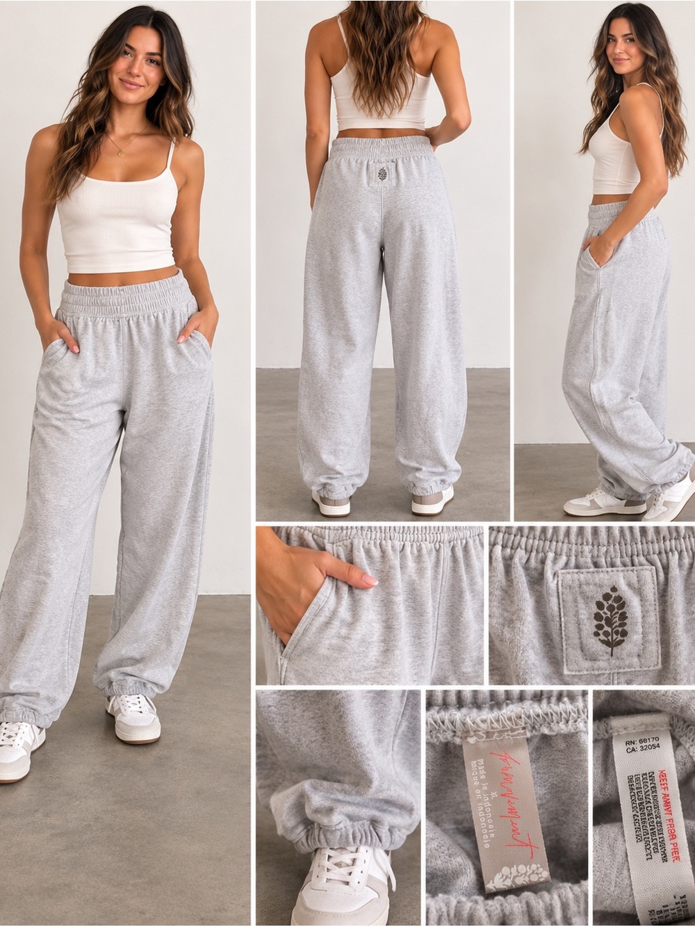 FP Movement by Free People Light Heather Gray Wide-Leg Track Pants